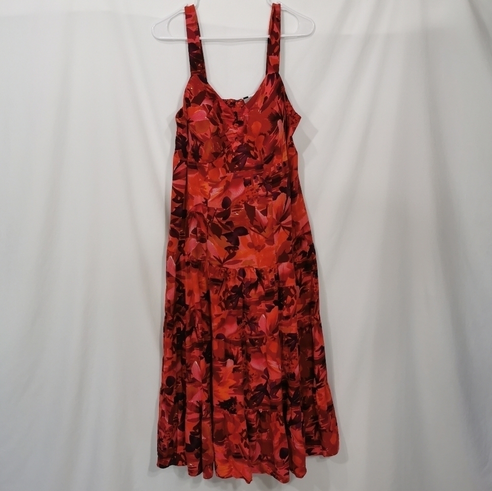 Studio 1940 Sleeveless V-Neck Floral Tiered Midi Dress - Sz 16W